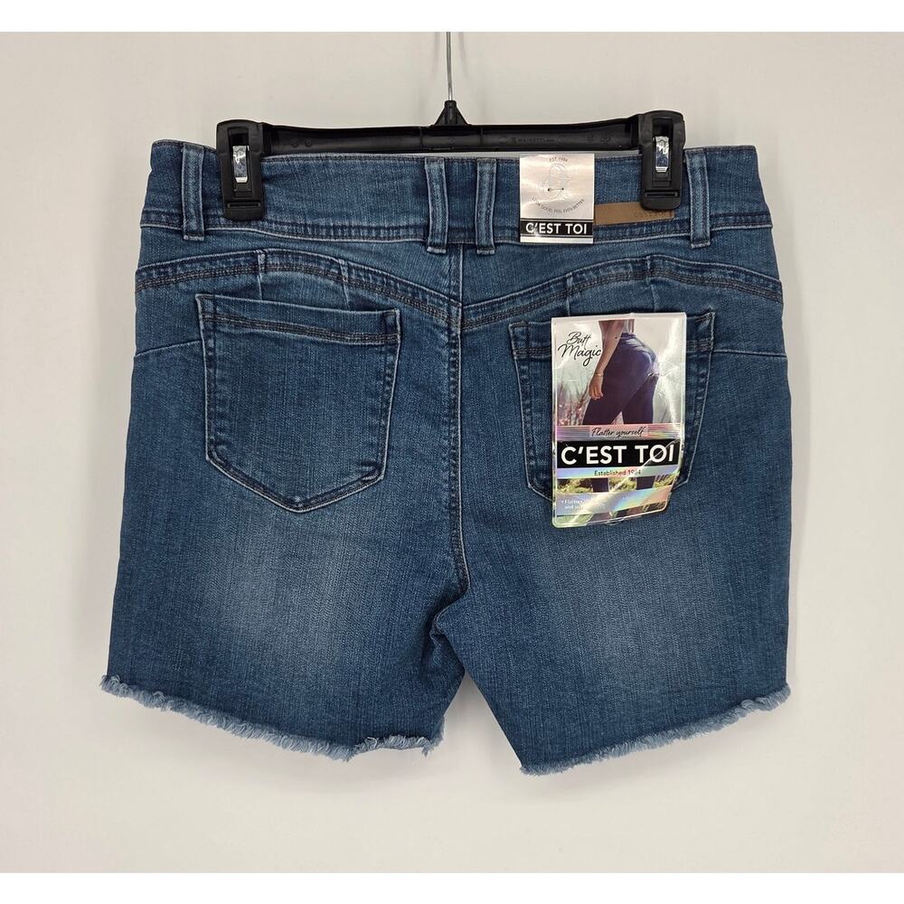 NEW C'est Toi Denim Shorts Raw Hem Distressed Butt Boosting W8857 Size XL - Picture 4 of 7